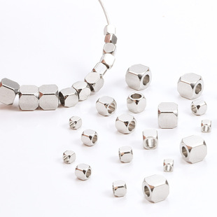 Stainless Steel Hollow Beads Chamfered Square Beads Jewelry Beading Material Diy/Bracelet Necklace Spacer Beads Spot Wholesale