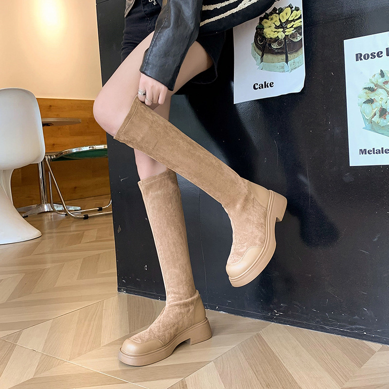 Exclusive suede autumn retro high boots English style platform