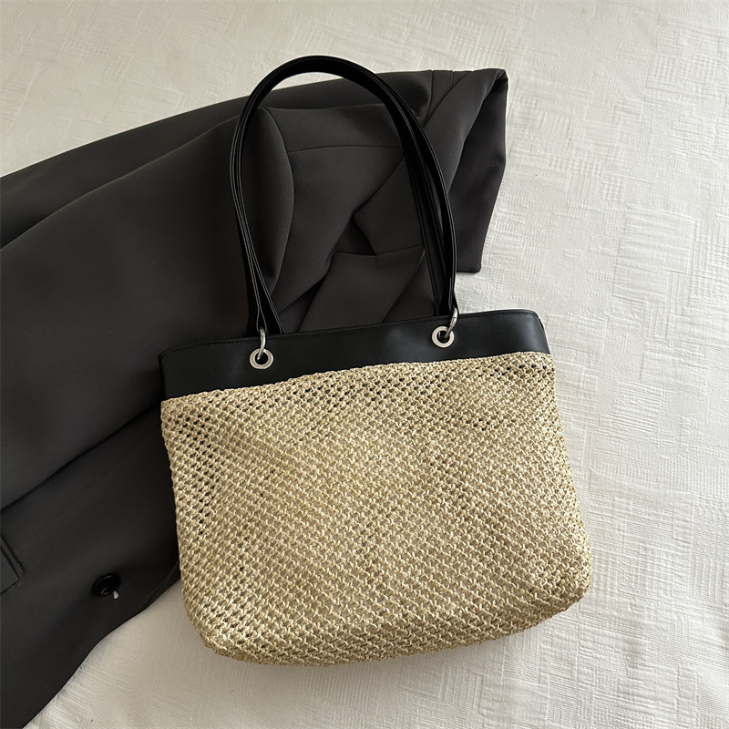 Modische Geflochtene Strohtasche Für Damen Große Schultertasche_voghion.com