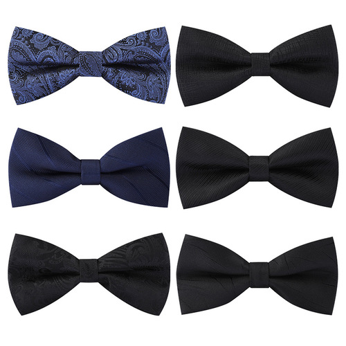 Men's bow tie, groomsmen, wine red, black and blue shirt, wedding, British and Korean version, trendy bow for women