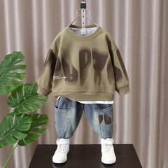 Boys Spring Fashion Vlogger Stylish Set 2024 New Children's Ocean Fashion Sporty Trendy Spring and Autumn Clothes for Little Boys