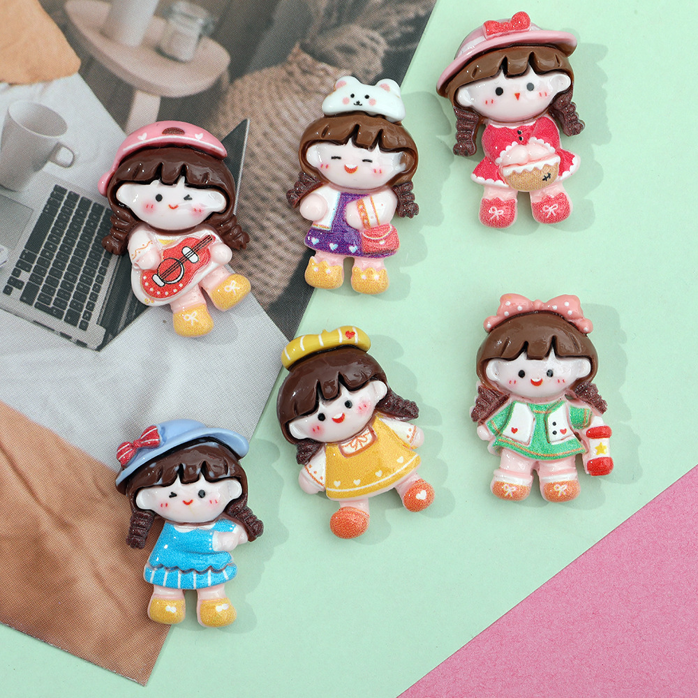 Festival de dibujos animados chica resina accesorios DIY crema pegamento horquilla zapatos papelería llavero material hecho a mano al por mayor