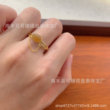 厂家批发 天然和田玉糖料戒指 S925银镶嵌