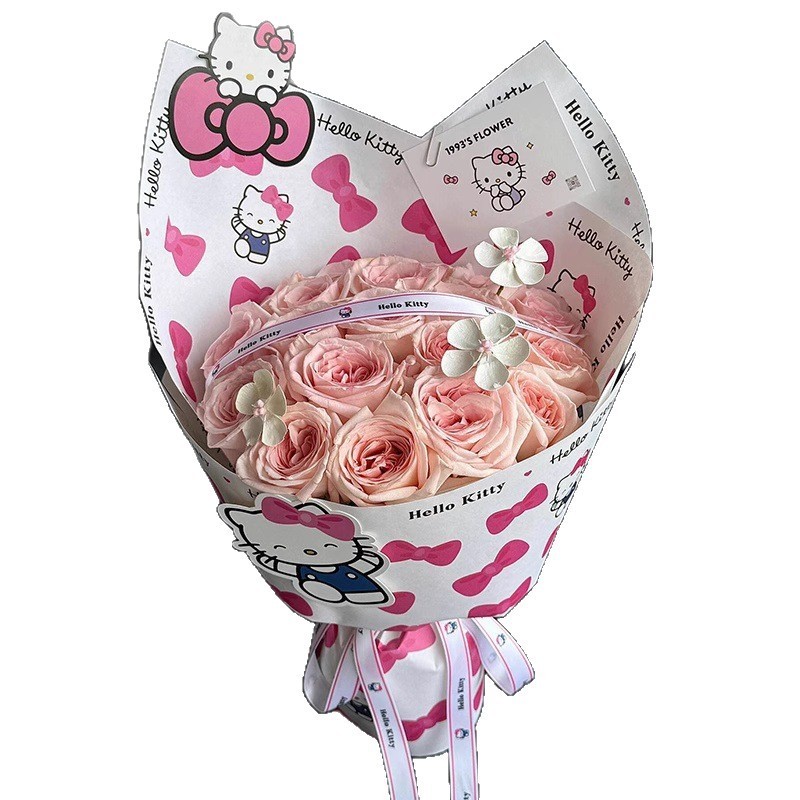 七夕创意礼物HelloKitty生日派对玫瑰花束送女友闺蜜鲜花玩偶花束|undefined