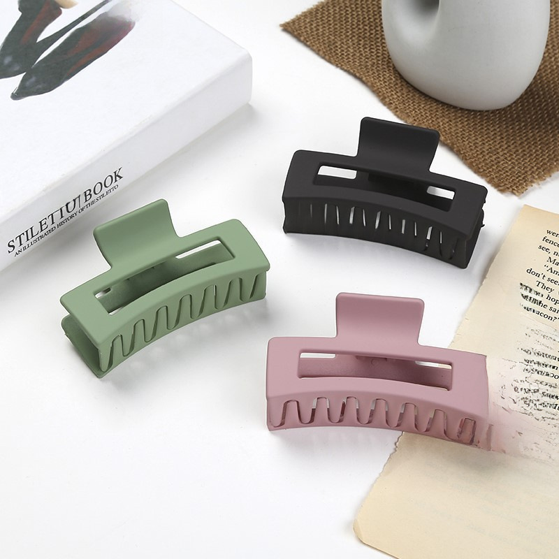 Source factory wholesale Korean style ins high sense matte grip clip women's rectangular large shark clip pan hair clip_voghion.com