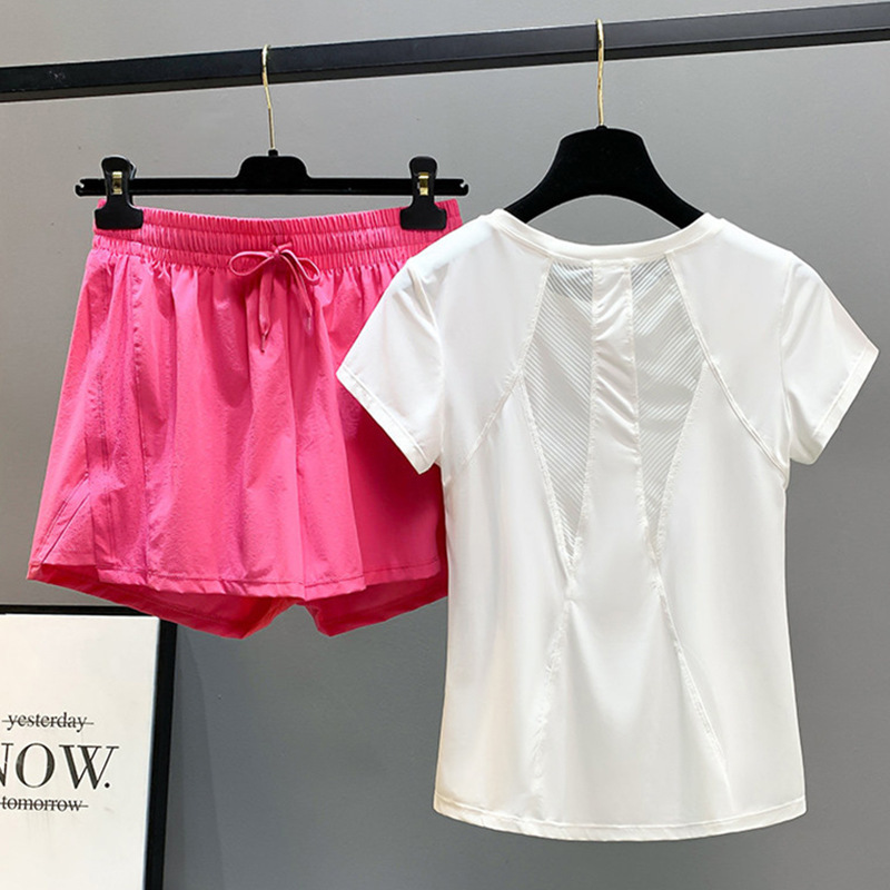 Sports Suit for Women, Summer Slimming and Flesh-Covering Top, Short-Sleeved Morning Running Outdoor Quick-Drying T-Shirt, Badminton Running Fitness Clothing Sports Suit for Women, Summer Slimming and Flesh-Covering Top, Short-Sleeved Morning Running Outdoor Quick-Drying T-Shirt, Badminton Running Fitness Clothing