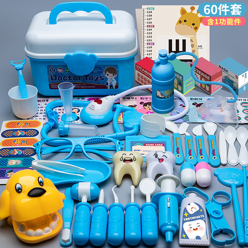 Set de médico infantil, maletín con herramientas, estetoscopio y accesorios para juego educativo.