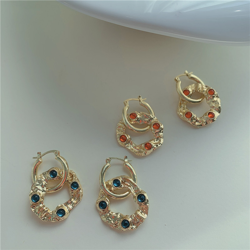 Retro Fashion Crystal Color Diamond Earrings display picture 6