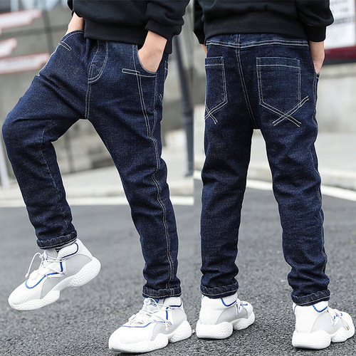 Boy's Jeans Spring and Autumn Children's Pants Kids' Outfits Big Kids Autumn Pants Boy's Spring Outfits Straight Leg Casual Streetwear Brand