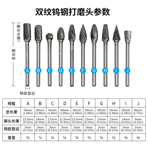 Tungsten steel carbide rotary file Electric grinding and pneumatic grinding accessories Tungsten steel grinding head milling cutter Tungsten steel single and double grain