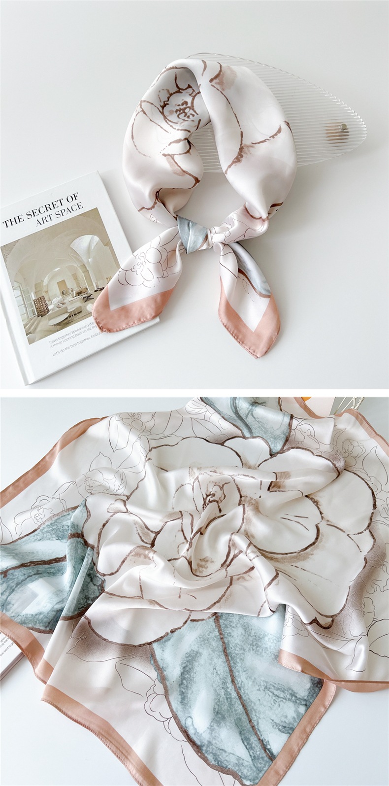 40g Weight Silk Scarf Classification Outdoor, Travel Occasion Polyester Material Printing Pattern Spring&Summer Season Women's Gender Printing Design Elegant Style Women's Elegant Printing Polyester Printing Silk Scarf 无