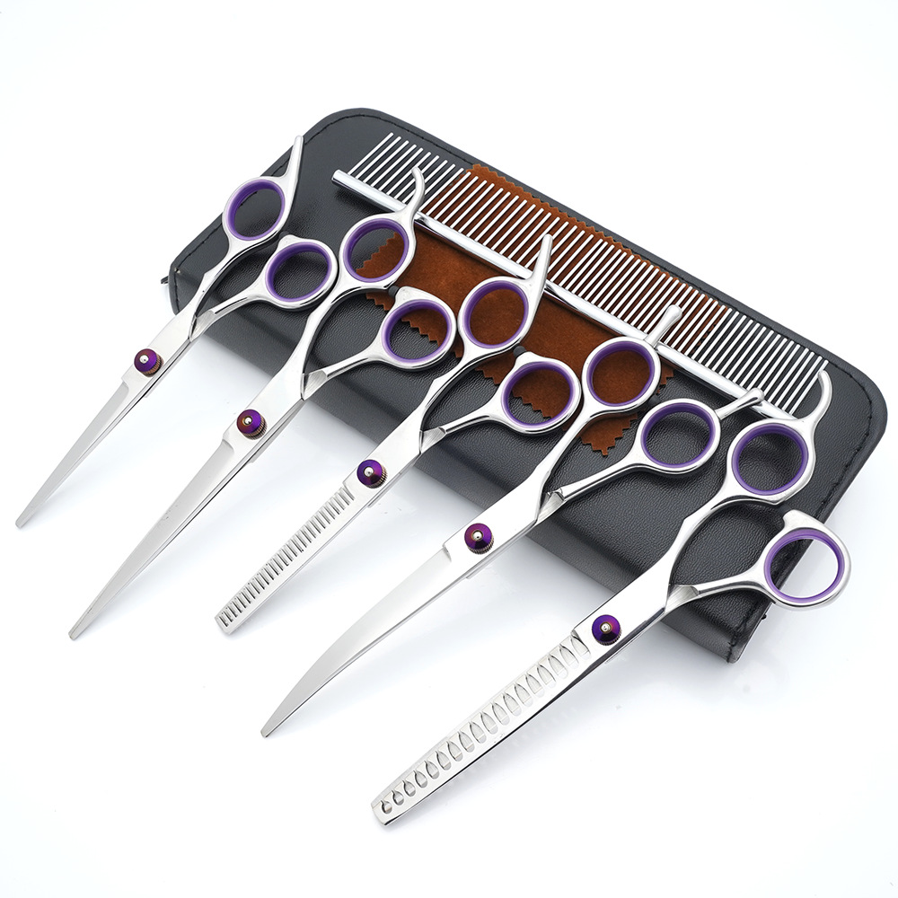 Tijeras para mascotas, tijeras de corte de pelo para perros, tijeras de dientes delgadas profesionales, tijeras de corte de pelo, tijeras de pelaje, juego de herramientas de limpieza