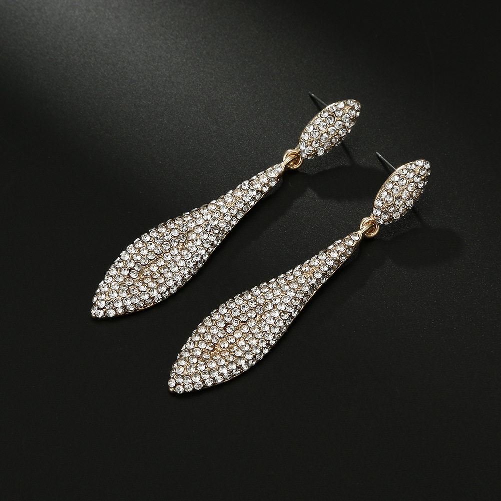 1 Pair Luxurious Water Droplets Plating Inlay Alloy Rhinestones Drop Earrings display picture 2