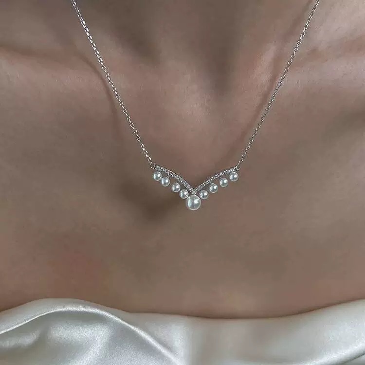 ZA112-V자 진주 목걸이