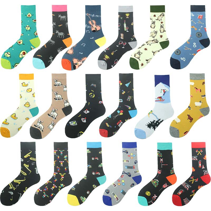 All-Polyester Socks Cross-Border Popular Traffic Style Trendy Socks Men's Mid-Calf Socks Amazon Ins Socks European and American Street Personality Socks