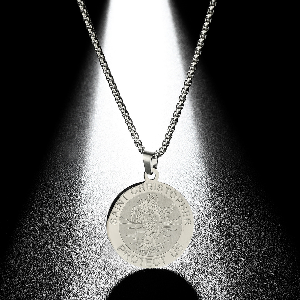 Stainless Steel Saint Michael Medal necklace Round Michael Medal…