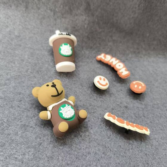 New Crocs diy Accessories Shoe Buckle Shoe Flower Stereo Removable Bear Shoe Decorative Buckle Coffee Bear Shoe Flower
