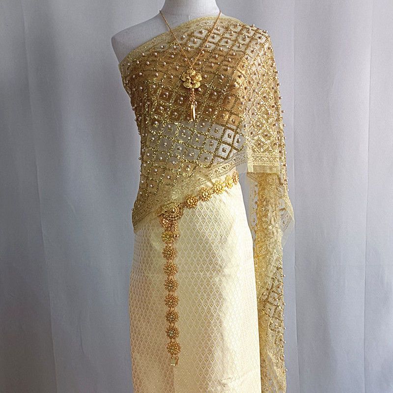 A6 dark yellow skirt five-piece set with shawl that won’t shed powder