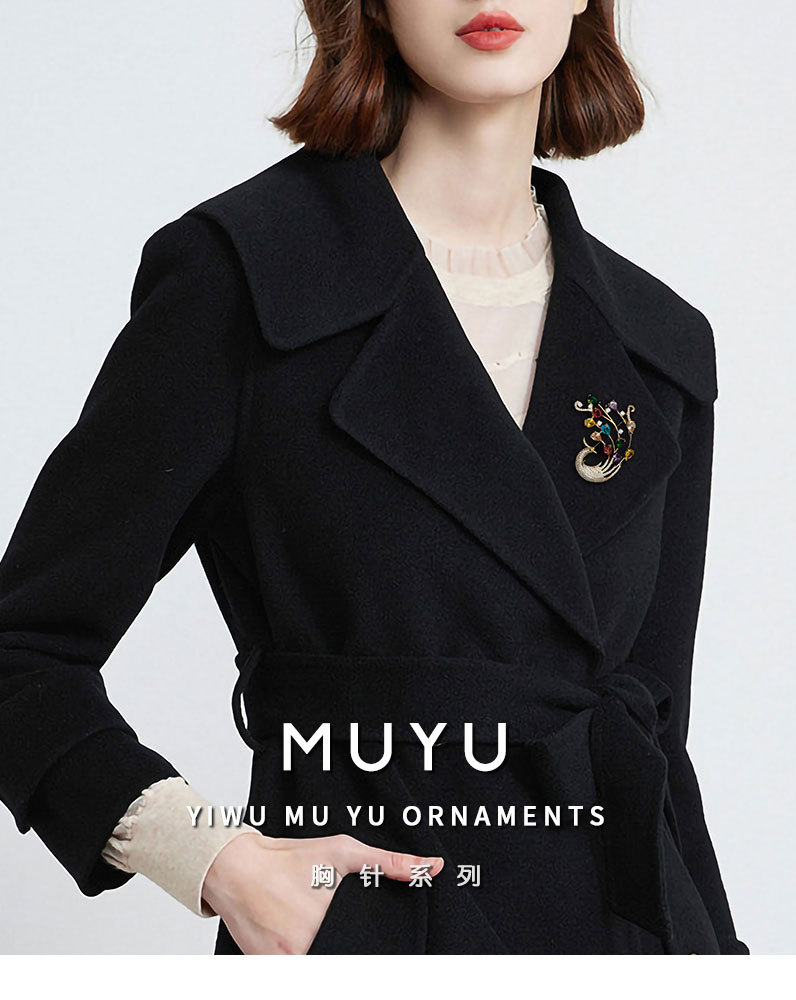 新款气质优雅奢华彩色凤凰胸针小众轻奢灵动精致胸花国