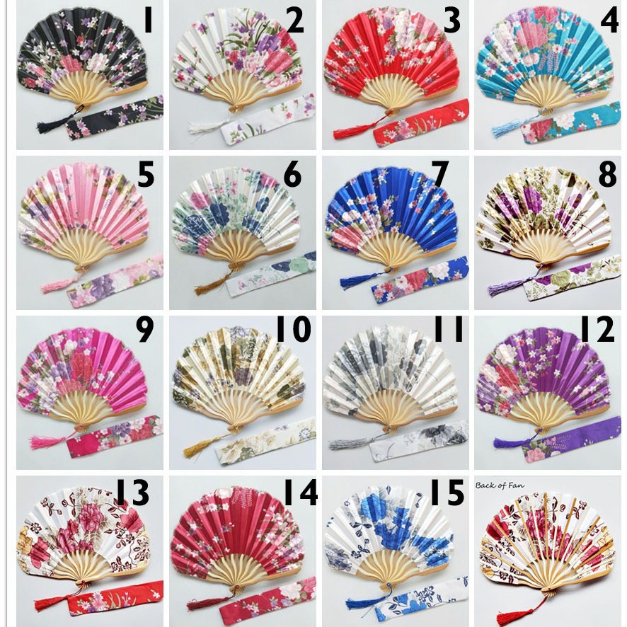 En stock ventilador creativo ventilador plegable estilo chino estilo antiguo ventilador portátil satén quilla zafiro azul cuchillo ventilador más bolsa de ventilador