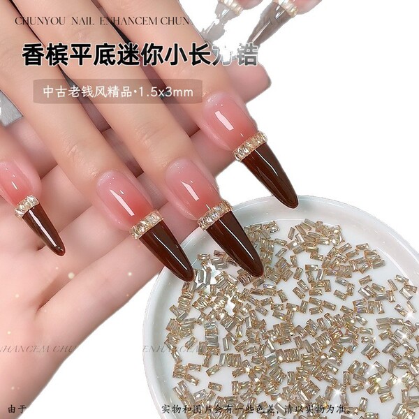 Rectangular small nail decoration with zircon for manicure