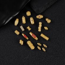 S925银镀24K金烧蓝细圆管DIY饰品配件古法金回纹米珠百搭款银配饰