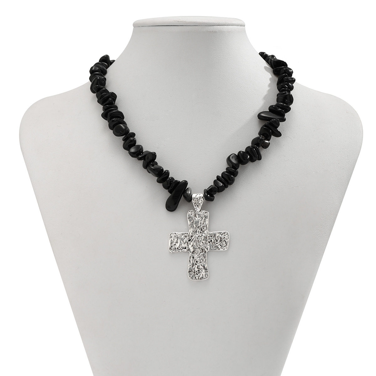 Schmuck Türkis Perlen Stein Damen Vielseitige Kreuz Halskette_voghion.com
