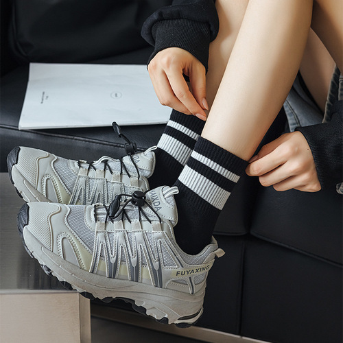 Women's Double Band 6-Color Series Mid-Calf Socks - Thin, Comfortable, Breathable Socks for Slimming Legs and Versatility