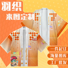 跨境卡通动漫印刷短袖T恤羽织漫展cosplay角色扮演日式和服批发