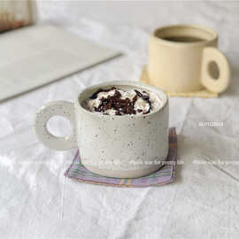 韩式小众复古拿铁杯 牛奶杯咖啡杯甜品杯早餐杯 300ML 陶瓷马克杯