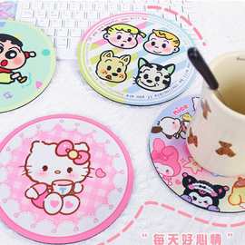 工厂批发卡通可爱隔热垫家用餐桌吸油吸水防滑垫圆形硅藻泥杯垫