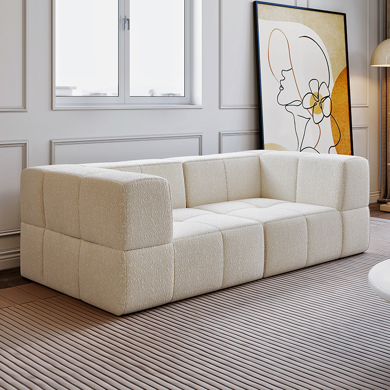 Sofá de compresión al vacío de marshmallow, viento de crema, peluche, diseñador minimalista, sofá de tela recta, pequeño hogar