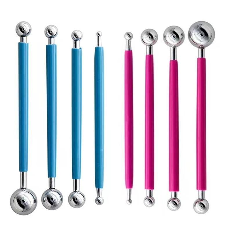 Cross-border soft pottery clay pill stick 4-piece set stainless steel pen head spherical pill stick clay shaping ceramic tool suit