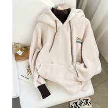 剪标尾货贸尾货清仓捡漏女假两件羊羔毛卫衣女款秋冬加厚连帽上衣