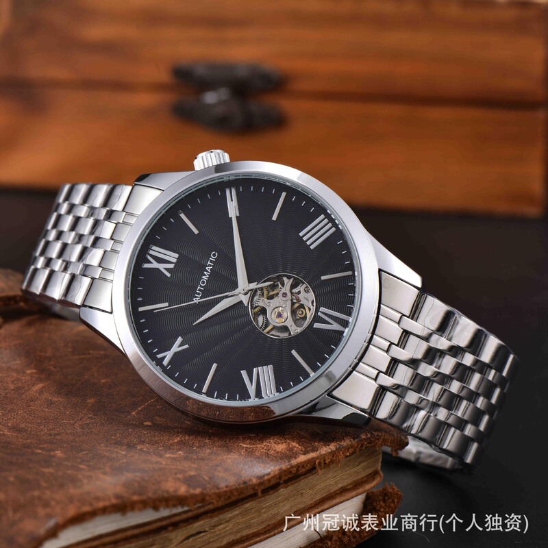 Manufacturer Wholesale Aliexpress Six-Hand Calendar Fashion Steel Band Automatic Seiko Wristwatch Mechanical Watch Date Display Watch