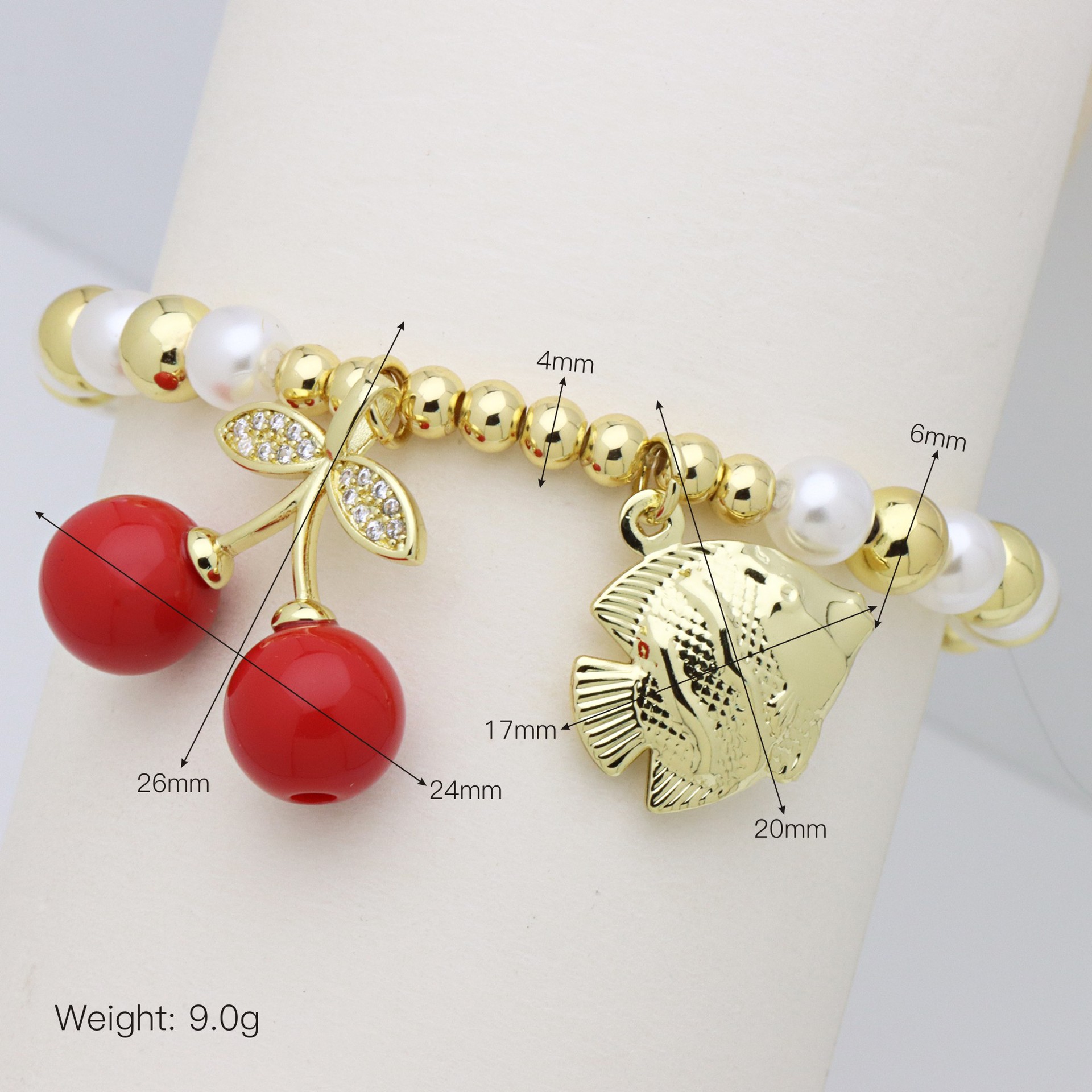 Artificial Pearl, Copper Material Vintage Style Classic Style Cherry Starfish Heart Shape Artificial Pearl Copper Ball Chain Beaded Bracelets Wholesale