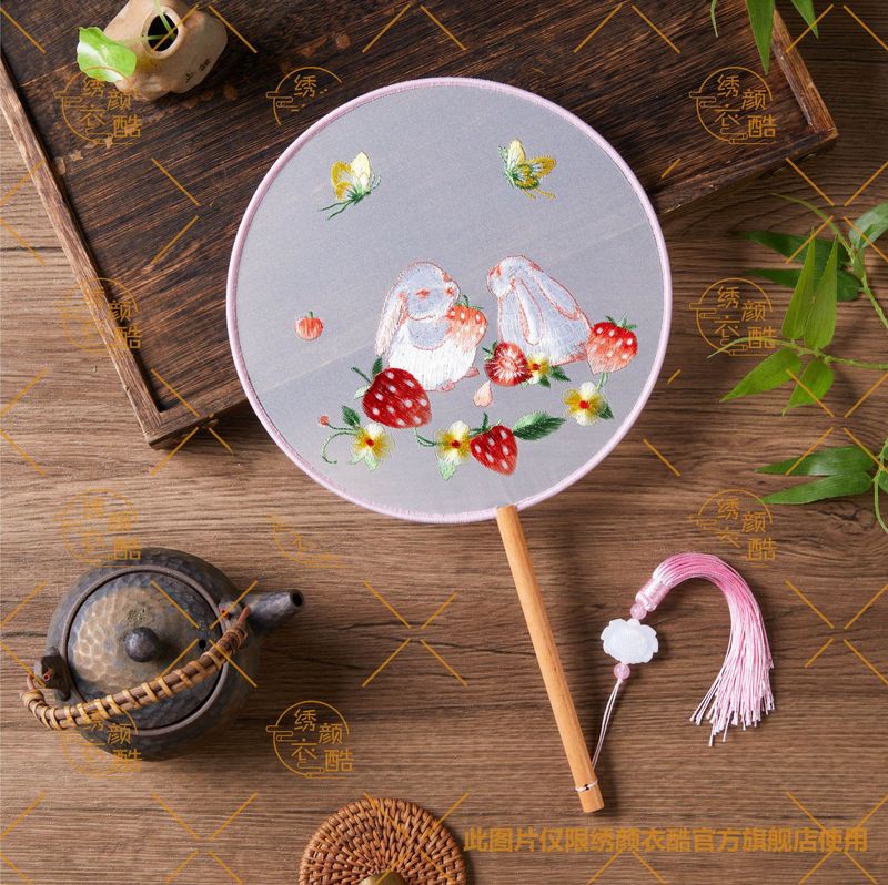 蘇州刺繍古典舞扇 刺繍両面扇子 舞踊漢服 中国風工芸扇 工場直販|undefined