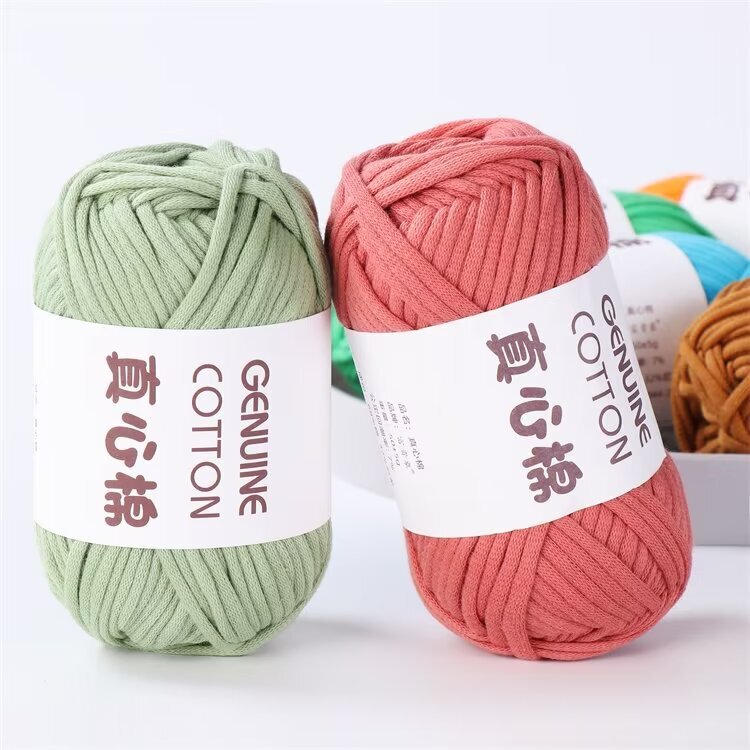 Genuine Cotton Hollow Yarn for Knitting, Crochet, Chunky Yarn Skeins, Core-Spun Cotton Carpet Yarn, Crochet Chunky Yarn