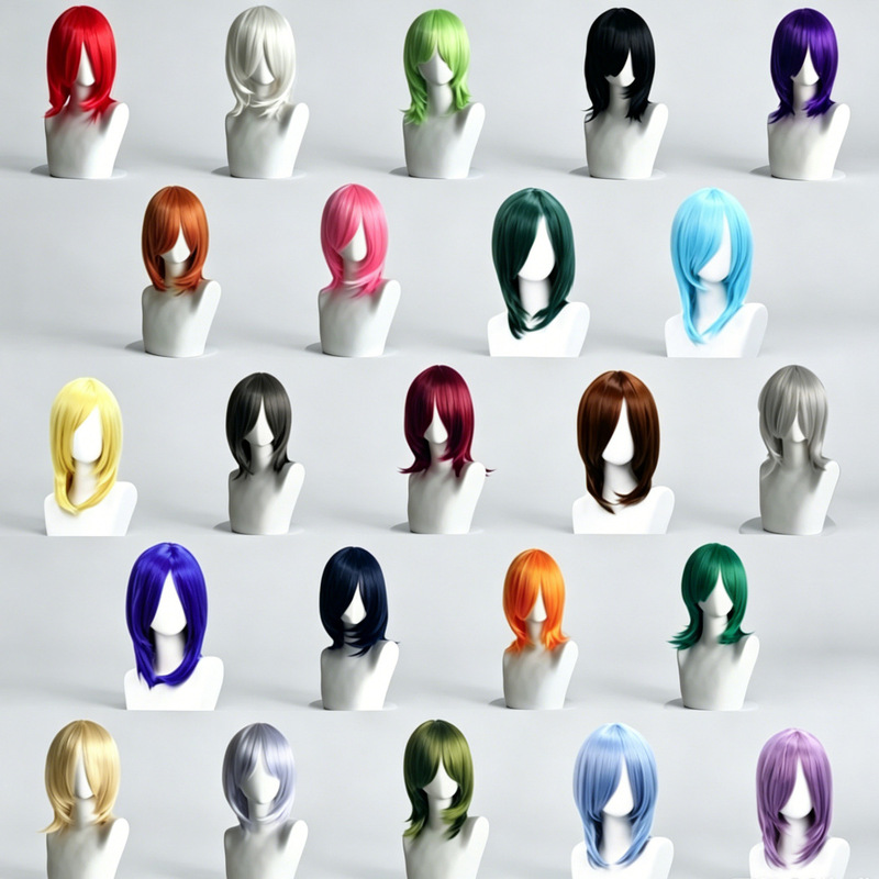Mengqian Universal 40cm Wig with Inner Curl for Face Slimming, Short Hair for Hair Stylist Practice, Multiple Colors Available, Wig in Stock