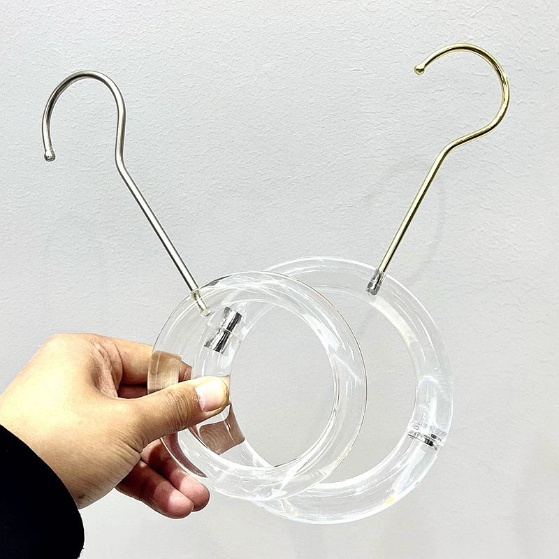 Acrílico círculo transparente bufanda bolsa zapatos tienda de ropa accesorios especiales decorativos gancho pequeño clip