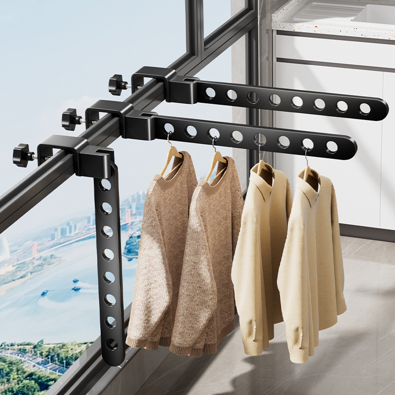 Buckle-type Balcony Security Window Drying Rack Window Household Travel Drying Artifact Window Frame Guardrail Thickened Drying Rack