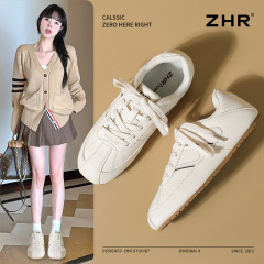 ZHR Zhezhe フラットソール道徳トレーニングシューズレディース多用途白靴 2025 軽量通勤スニーカーソフトソールレトロスポーツシューズ