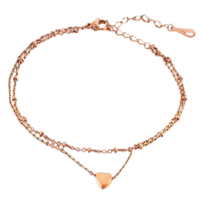 Японский и корейский модный двухслойный браслет Love Beach, Европейский Титановый стальной персиковый браслет, подарочные аксессуары для ног