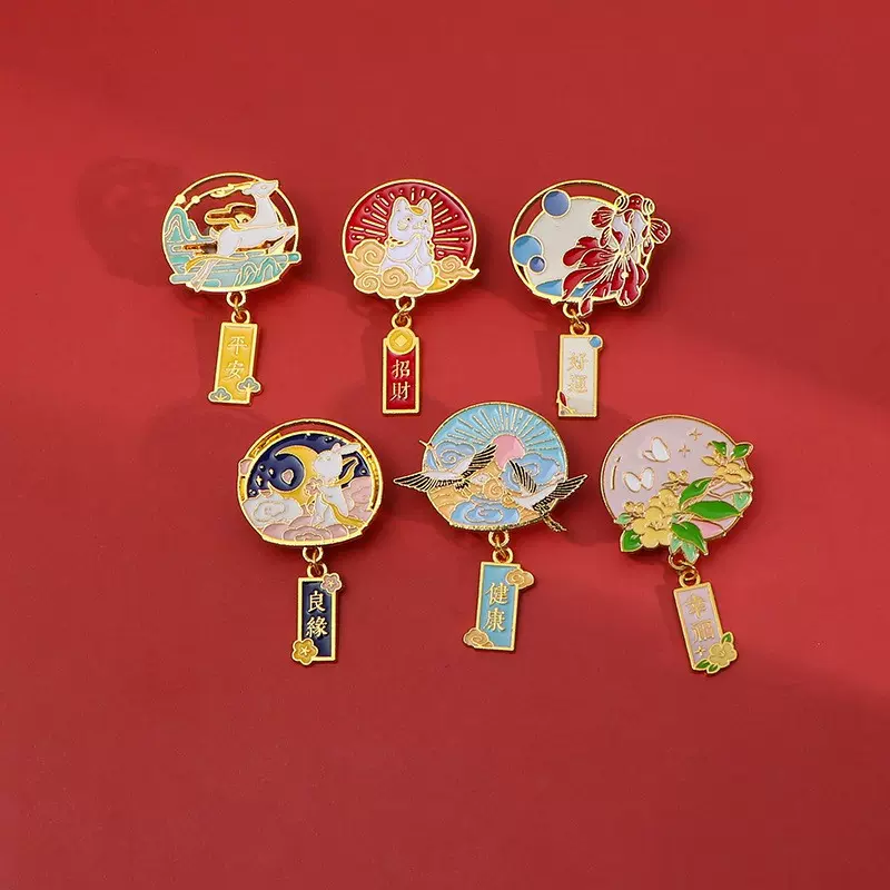 祈福好运良缘招财金属徽章中国古风平安御守文艺祝福个性装饰胸针