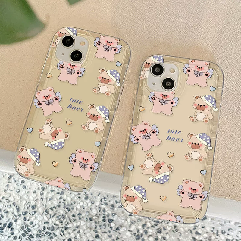 Яблоко, милый совместимый чехол для телефона, iPhone14 Pro, iPhone 12, с маленькими мишками, iphone, 13