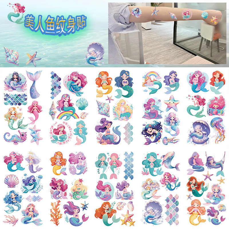 New Mermaid Tattoo Sticker Cartoon Children's Cute Funny Fun Temporary Waterproof Tattoo Sticker Holiday Gift New Mermaid Tattoo Sticker Cartoon Children's Cute Funny Fun Temporary Waterproof Tattoo Sticker Holiday Gift