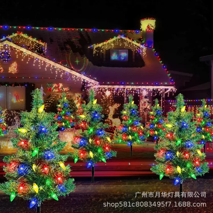 太阳能圣诞树灯 花园草坪地插灯 户外庭院装饰灯 圣诞树地插灯