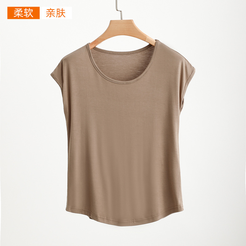 Modal Round Neck Sleeveless T-shirt Summer Thin Solid Color Casual Base Shirt Women's plus size Loose Slimming Top Modal Round Neck Sleeveless T-shirt Summer Thin Solid Color Casual Base Shirt Women's plus size Loose Slimming Top