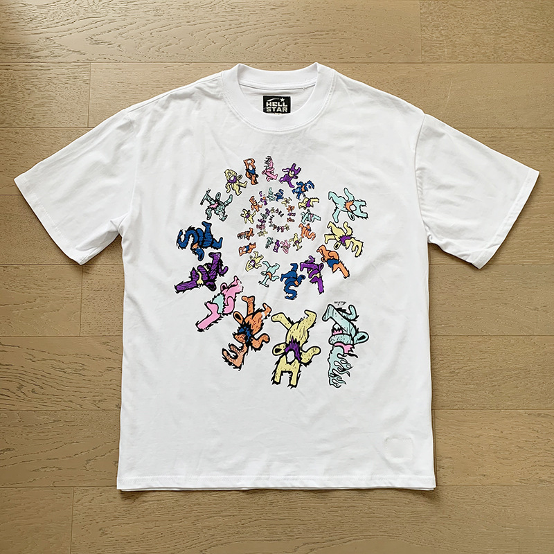 美潮地獄の星insと同じレトロなプリント上着男女のカジュアルなファッション綿の水洗い半袖tシャツ|undefined