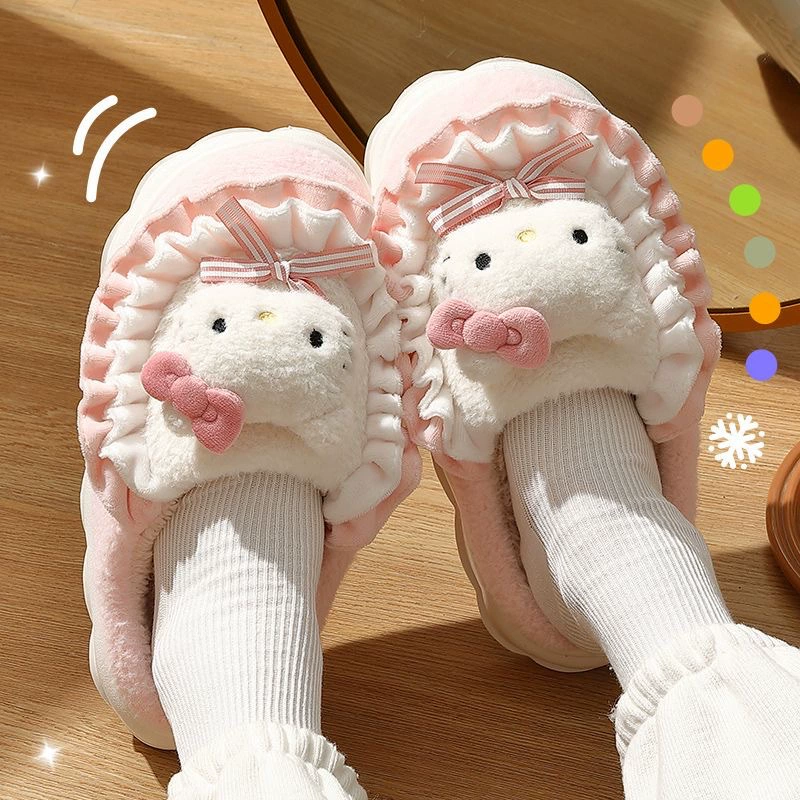 Тапочки (Sanrio) демисезонные тёплые мультяшные плюшевые, размеры 36–41, варианты персонажей